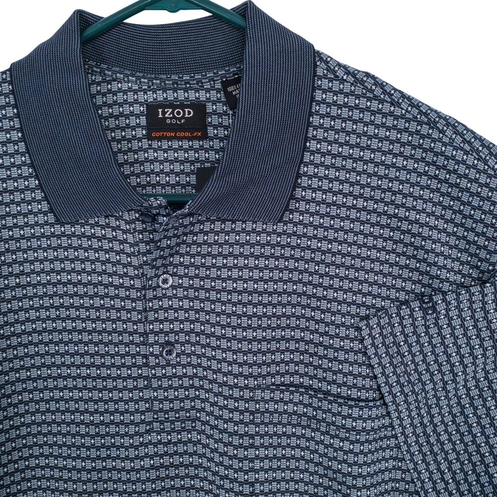 IZOD Golf Polo Shirt‎ Men Large Blue Cool-FX Double Mercerized Cotton NWT